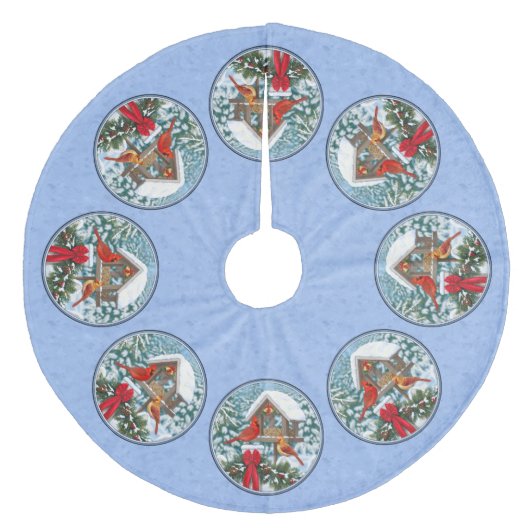 深紅色クリスマスフェスティブルブルー フリース ツリースカート (正面)