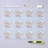 深紅色クリスマスフェスティブルブルー 薄葉紙 (クラフト)