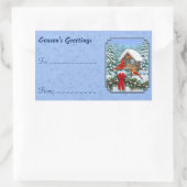 深紅色クリスマスフェスティブルブルー 長方形シール (バッグ)