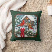 深紅色クリスマスフェスティンググリーン クッション (ブランケット)
