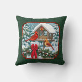 深紅色クリスマスフェスティンググリーン クッション (裏面)