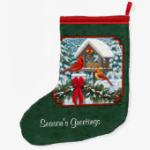 深紅色クリスマスフェスティンググリーン ラージクリスマスストッキング (裏面)