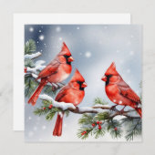 深紅色ズインスノーフラットホリデーカード シーズンカード (正面/裏面)