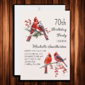 深紅色ズスノーウィンターバード70誕生日 招待状