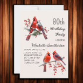 深紅色ズスノーウィンターバード80誕生日 招待状