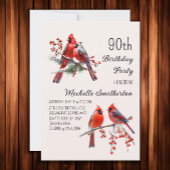 深紅色ズスノーウィンターバード90誕生日 招待状