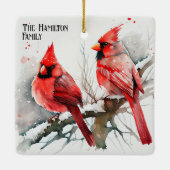 深紅色ツリー分岐Aカスタマイズ可能なクリスマス セラミックオーナメント (裏面)