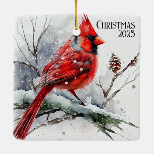 深紅色ツリー分岐Aカスタマイズ可能なクリスマス セラミックオーナメント (裏面)