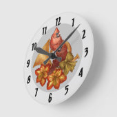 深紅色ホルン時計 ラウンド壁時計 (傾斜)