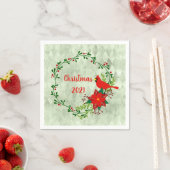 深紅色リース パーソナライズされた スタンダードカクテルナプキン (インサイチュ)