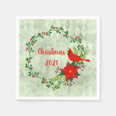 深紅色リース パーソナライズされた スタンダードカクテルナプキン (正面)