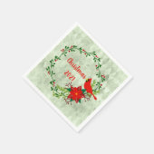 深紅色リース パーソナライズされた スタンダードカクテルナプキン (角)