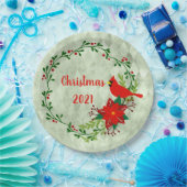 深紅色リース パーソナライズされた ペーパープレート (パーティー)