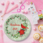 深紅色リース パーソナライズされた ペーパープレート (パーティー)