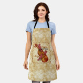 深紅色ヴァイオリンカスタムエプロン エプロン (着用した状態)