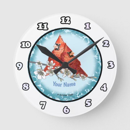 深紅色分岐時計 ラウンド壁時計 (正面)