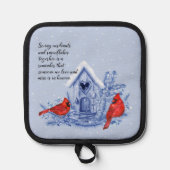 深紅色及び雪ポットホルダー 鍋敷き (正面)