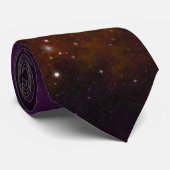 深紅色背景にきらきら光る星 ネクタイ (ロール)