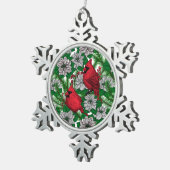 深紅色2 スノーフレークピューターオーナメント (右)