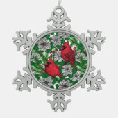 深紅色2 スノーフレークピューターオーナメント (正面)