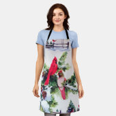 深紅色 エプロン (着用した状態)