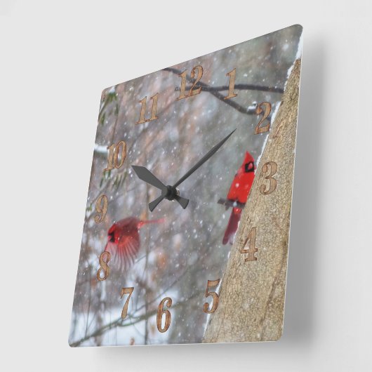 深紅色 スクエア壁時計 (傾斜)