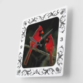 深紅色 スクエア壁時計 (傾斜)