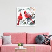 深紅色Snowy Tree a Customizable Christmas キャンバスプリント (インサイチュ (リビング))