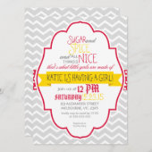 深紅金ゴールドのベビーシャワー 招待状 (正面/裏面)