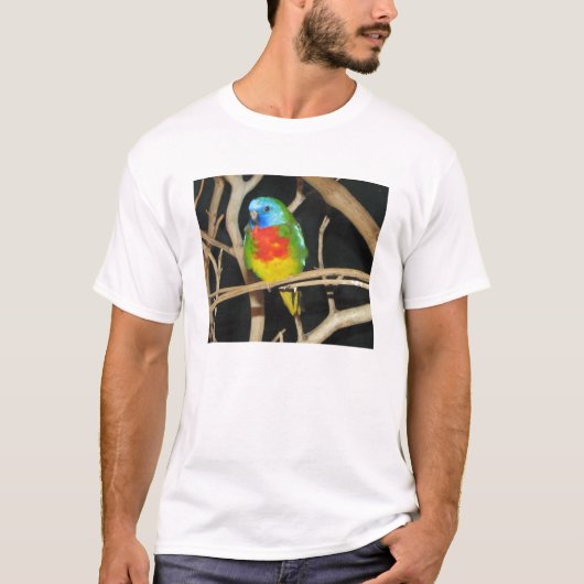 深紅Chestedインコ- Neophemaのsplendida Tシャツ (正面)
