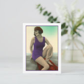 深紫色水着のビューティー ポストカード (スタンド正面)