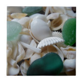 深緑の海ガラス タイル (正面)