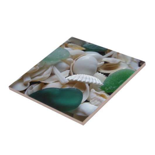 深緑の海ガラス タイル (側面)