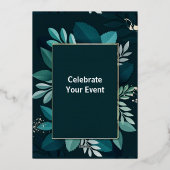 深緑の葉の金箔 箔招待状 (裏面)