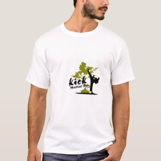 深緑の蹴りの武道の人のTシャツ Tシャツ