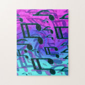 深緑の青い音楽は渦巻形のな音楽的なパターンに注意します ジグソーパズル (縦)