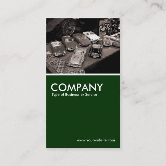 深緑色おもちゃ車- 名刺 (正面)