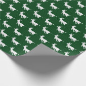 深緑色および白いトナカイパターン ラッピングペーパー (角)