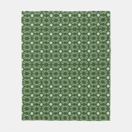 深緑色のアステカな葉パターン毛布 フリースブランケット