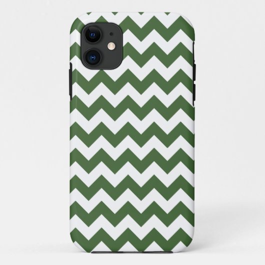 深緑色のジグザグ形のストライプパターン Case-Mate iPhoneケース (裏面)