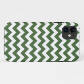 深緑色のジグザグ形のストライプパターン Case-Mate iPhoneケース (裏面(横))