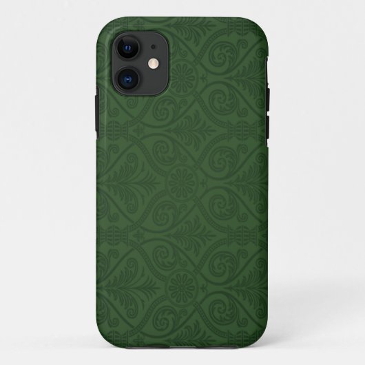 深緑色のダマスク織のiPhone 5の場合 Case-Mate iPhoneケース (裏面)