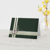 深緑色のハートのデザイン カード (黄色い花)