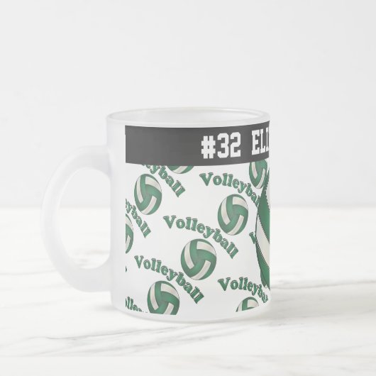 深緑色のバレーボール|は個人化なります フロストグラスマグカップ (左)