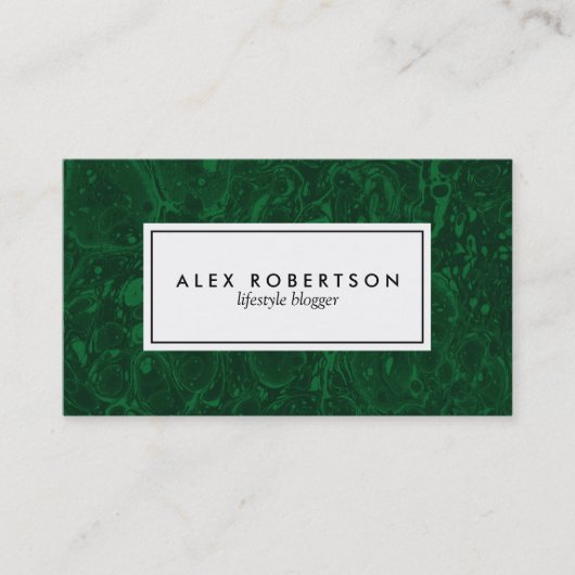 深緑色の大理石のマラカイトの名刺 名刺 (正面)