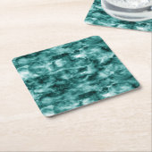 深緑色の大理石の質 スクエアペーパーコースター (アングル)