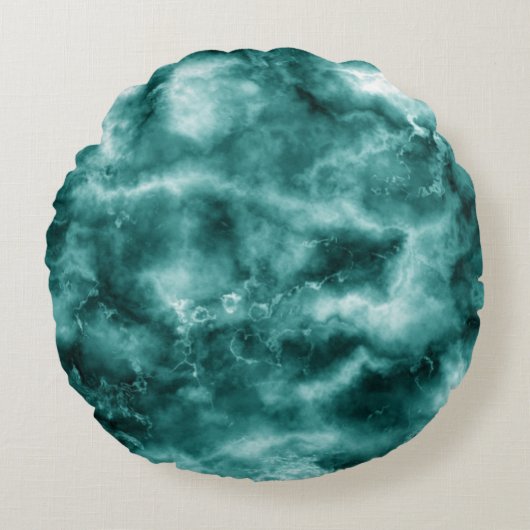 深緑色の大理石の質 ラウンドクッション (正面)