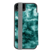 深緑色の大理石の質 INCIPIO iPhoneウォレットケース (フォリオ裏面)
