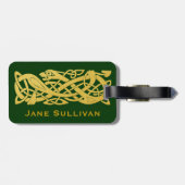 深緑色の手荷物ラベルのケルト族の金ヘビ ラゲッジタグ (裏面横)