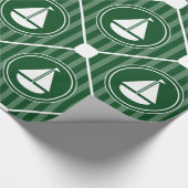 深緑色の航海のなヨット ラッピングペーパー (角)